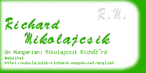 richard mikolajcsik business card